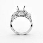 3 Stone round halo diamond engagement ring setting